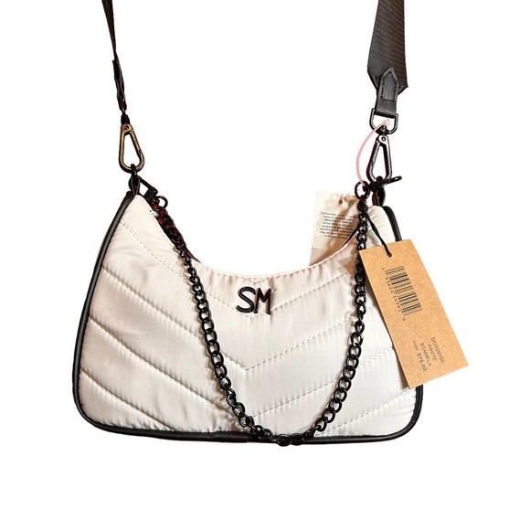 Steve Madden Handbags - Steve Madden White Btamela Quilt Adjustable Crossbody Shoulder Bag Purse w/Chain
